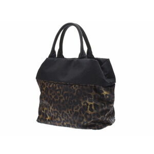 Prada leopard tote reversible strap black nylon bag card